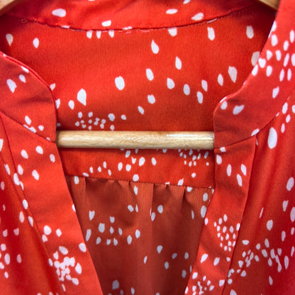 Orangey Red Long Sleeve Disco Dress with Bambi Dots or Spots