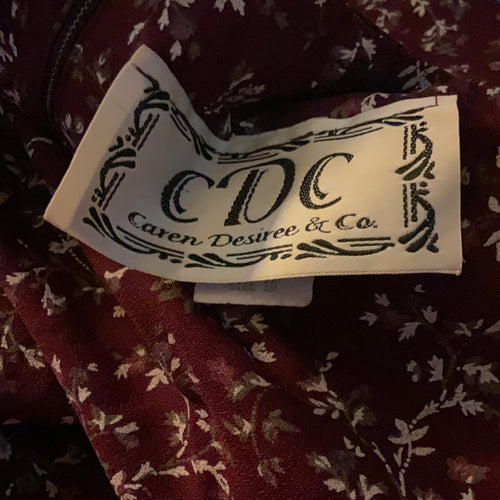 CDC Caren Desiree and Co Vintage Floral Long-sleeve Jumpsuit Size 10