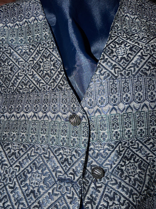 Froggy Paris 90’s Y2K Navy Brocade Vest