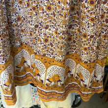 Load image into Gallery viewer, Cotton Gold and Purple 60’s Hippie Made in India Dress Size Small