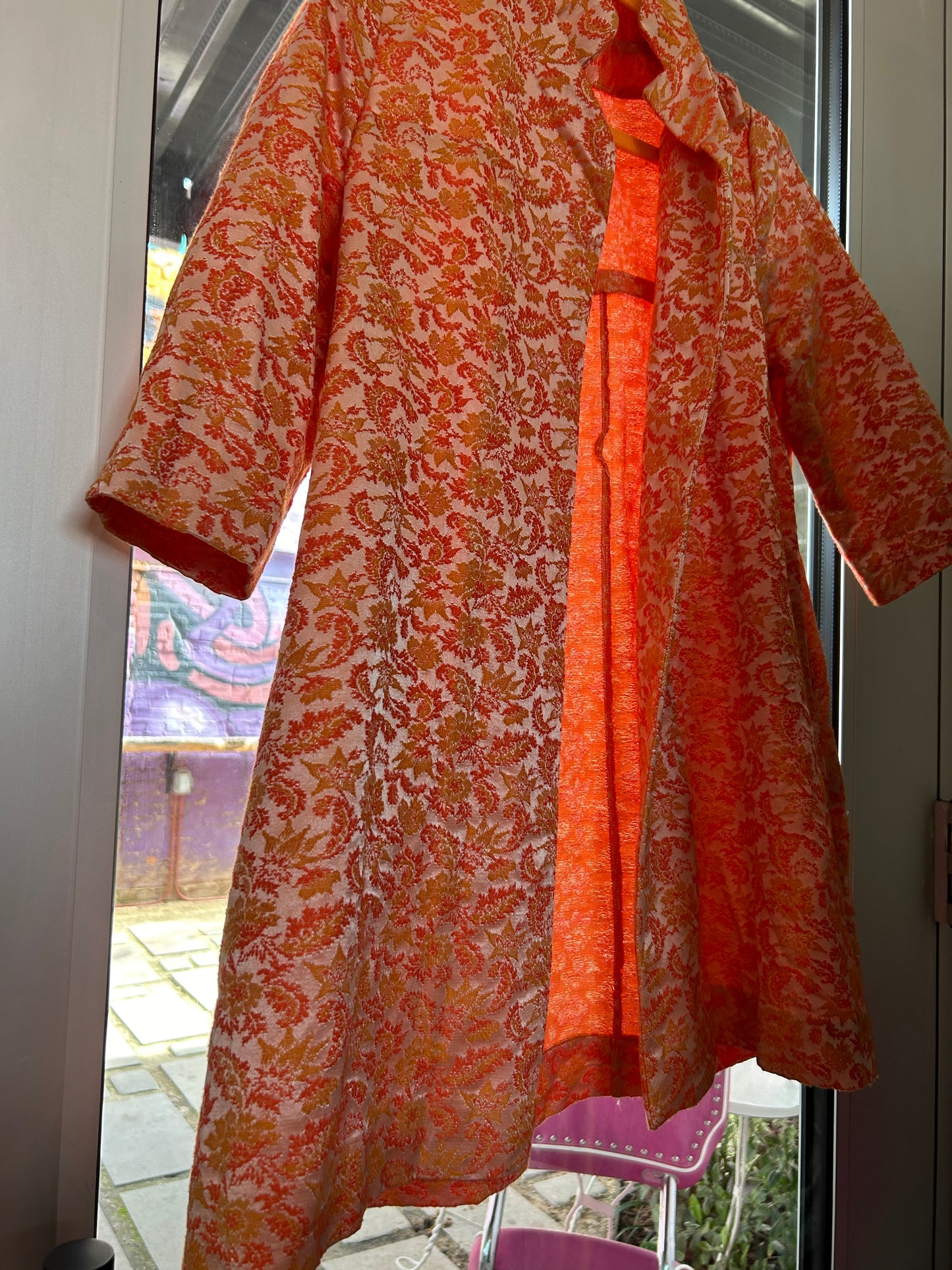 Peach Silk Brocade 60’s Dress Coat