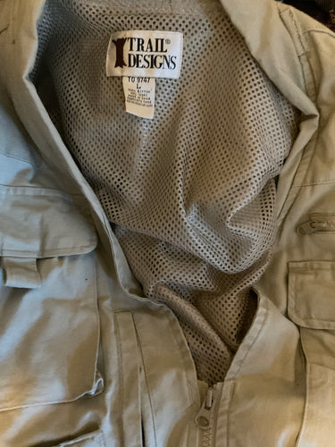 Vintage Trail Designs Vest Mens Large Tan Khaki Fishing Hunting Outdoors Pockets