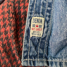 Load image into Gallery viewer, At Last Jeanswear Denim and Houndstooth Cotton Flannel Lined Pearl Snap Button Up Long Sleeve Shirt