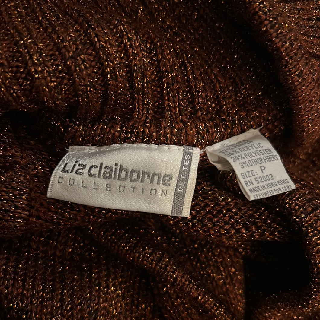 Liz Claiborne Collection Copper Chunky Double Breasted Cardigan Sweater Size Peite