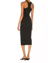 Load image into Gallery viewer, Michael Stars Black Side Ruched Racerback Midi Cotton Dress Size Medium