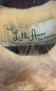 Lilli Ann Paris Cream Mohair Swing Coat Vtg 60s Fox Fur Collar Cream Sz M-XL