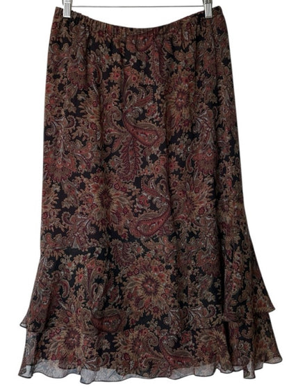 Coldwater Creek NWT Paisley Dark Romance Fairy Y2K Bias Cut Ruffle Midi Skirt Plus Size 2X