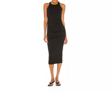 Load image into Gallery viewer, Michael Stars Black Side Ruched Racerback Midi Cotton Dress Size Medium