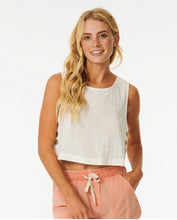 Load image into Gallery viewer, Rip Curl Cotton Cream Crop with Wooden Side Buttons Size Small