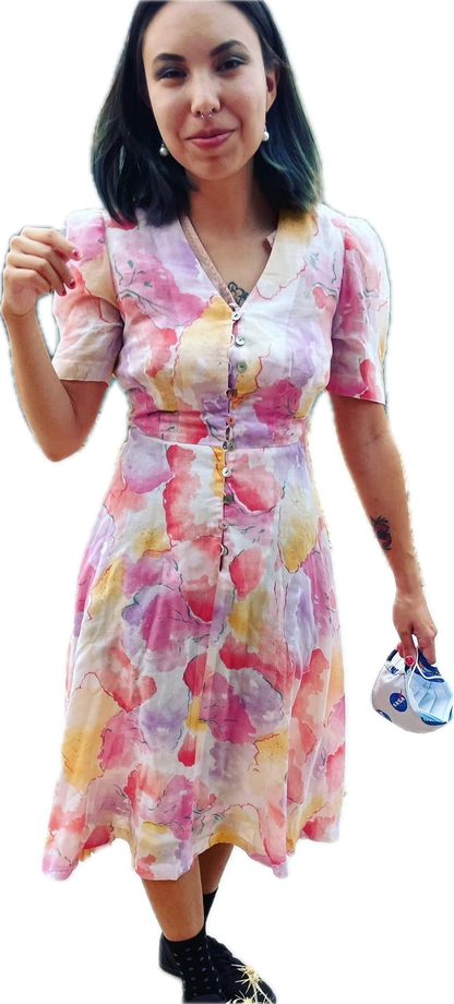 Prue Acton Australia Watercolor Cotton Dress XS petite friendly