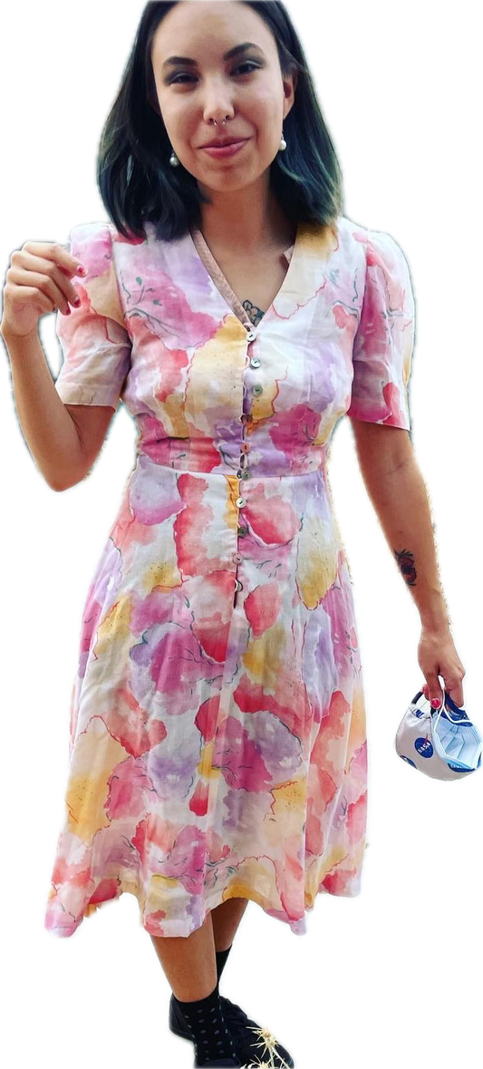 Prue Acton Australia Watercolor Cotton Dress XS petite friendly