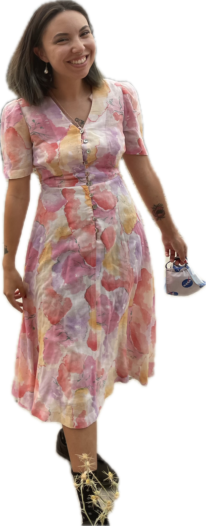 Prue Acton Australia Watercolor Cotton Dress XS petite friendly