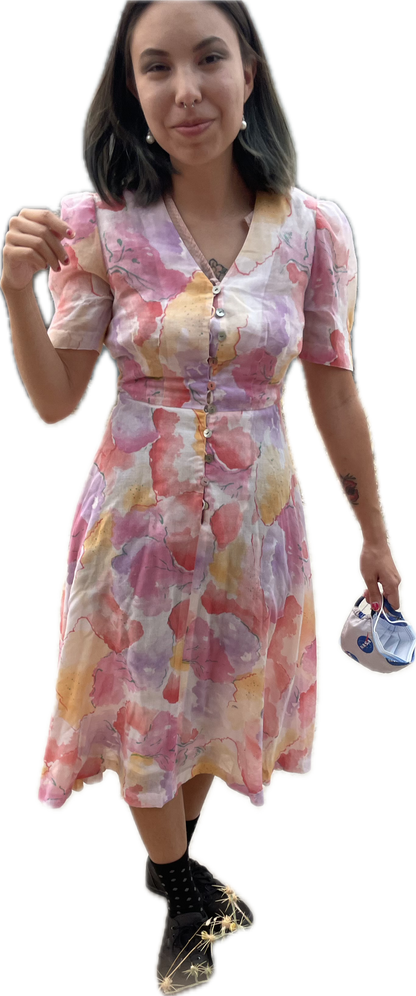 Prue Acton Australia Watercolor Cotton Dress XS petite friendly