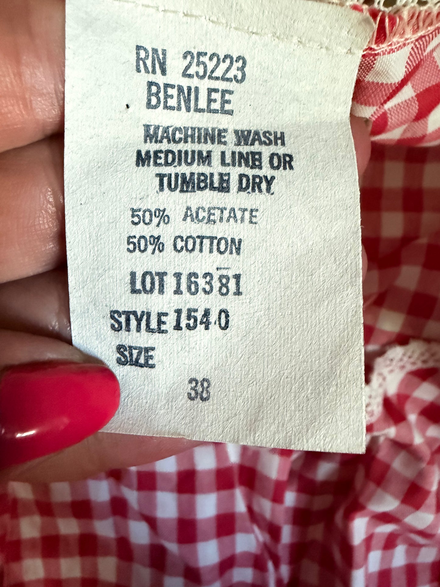 Flutter Sleeve Farm Picnic  Gingham Empire Tieback Top Size 38