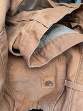 Load image into Gallery viewer, Vintage Y2K 2003 Carhartt Brown Canvas Fleece-Lined Zip Snow Pants 38x32