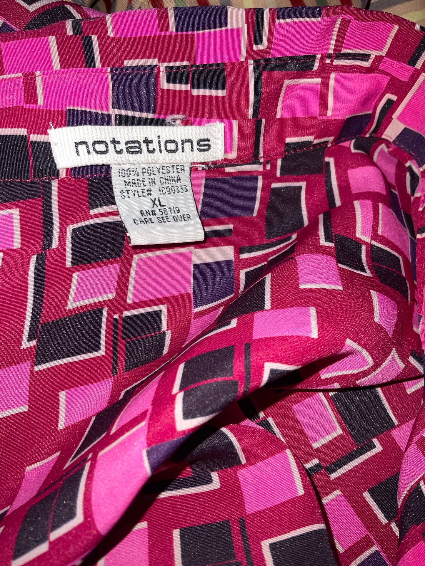 Notations Pinks Y2K Graphic Abstract Short Sleeved Collared Button Up Shirt