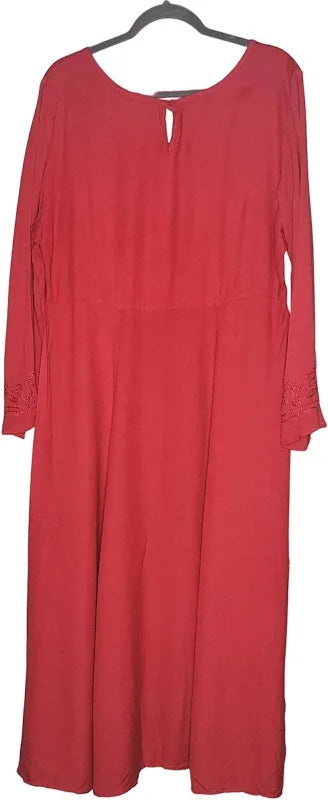 The Paragon Women's Scoop Neck Long Sleeve Embroidered Dress Red Size Large