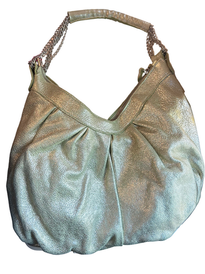 Innue Y2k Silvery Metallic Mint Suede Shoulder Bag with Silver Chain and Hardware