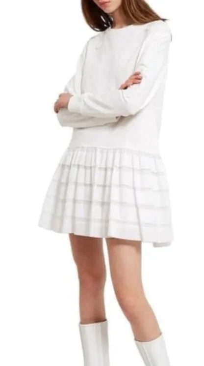 Opening Ceremony White on White Embroidered Sweatshirt Dress Size Medium