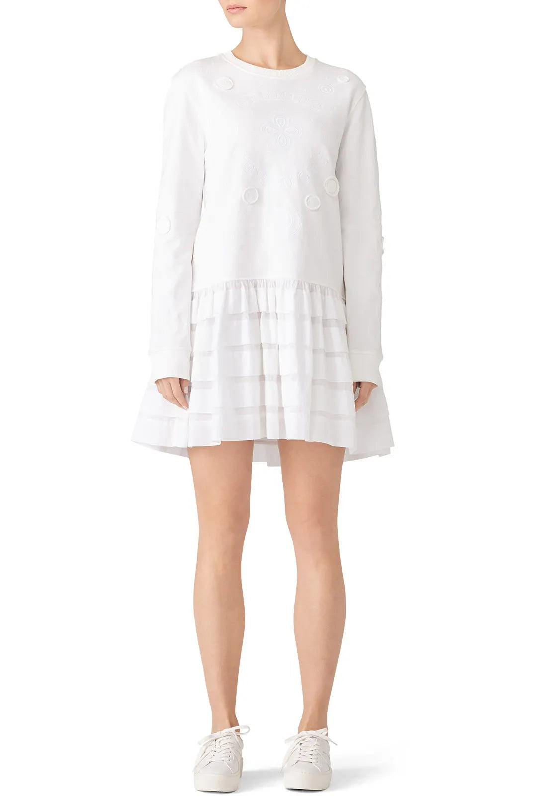 Opening Ceremony White on White Embroidered Sweatshirt Dress Size Medium