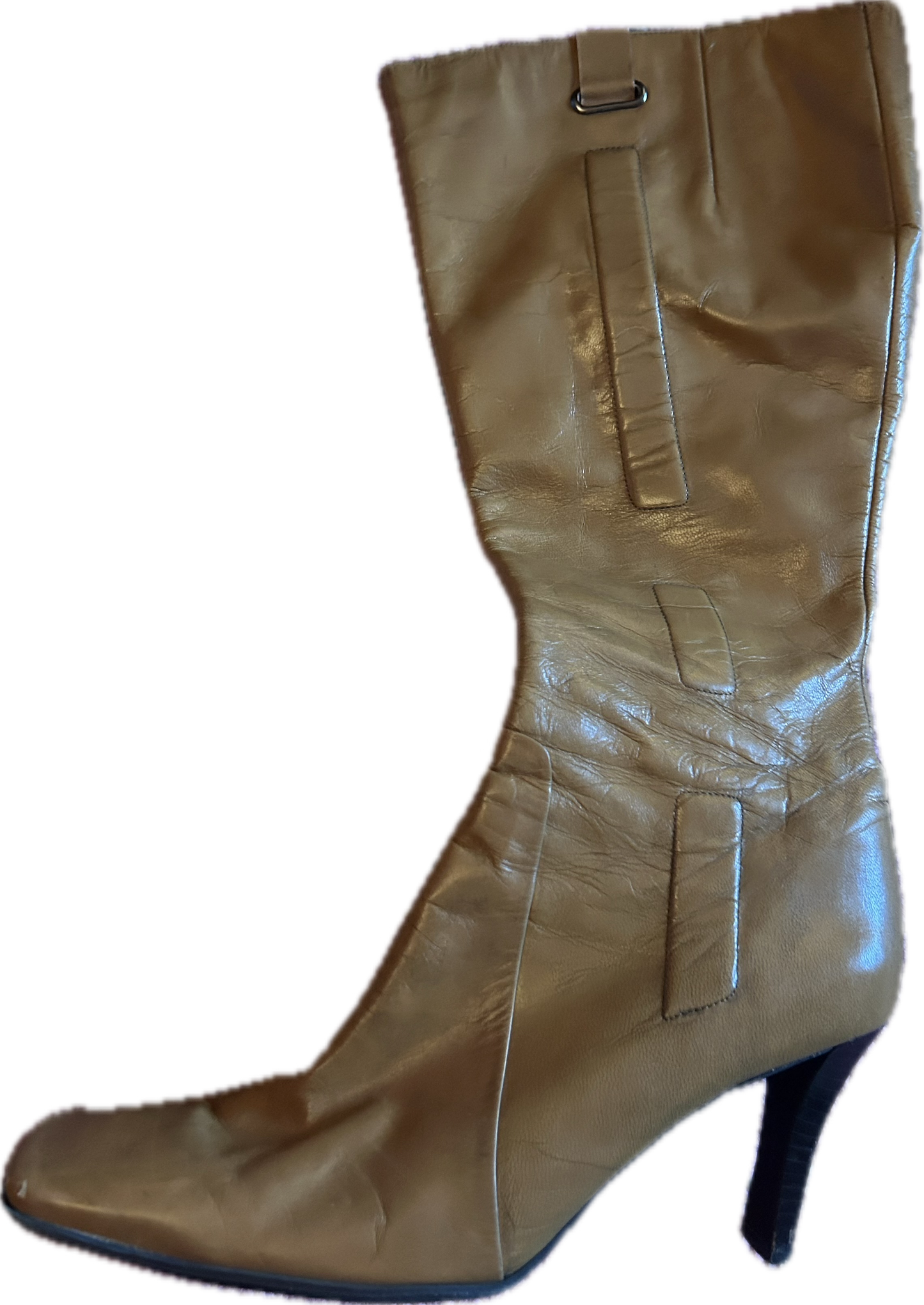 Nine West y2K Carmel Leather Heeled Boot Size 9.5