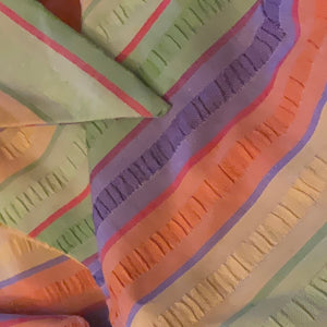 Handmade Late 60’s Early 70’s Zip Up Rainbow Madras Stripes Seersucker Collared Sleeveless Dress