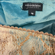 Load image into Gallery viewer, Juliana Collezione Tan and Mint Teal Snakeskin Corset Crop Top size 10