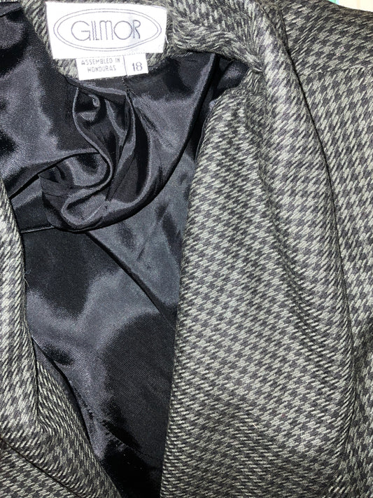 Gilmor Olive and Black Houndstooth Plus Size Blazer Vintage Size 18 (Fits a 16 Best)