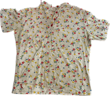 Load image into Gallery viewer, Ditsy Floral Red and Yellow Flower Power 70’s Tee Button Up Size Medium