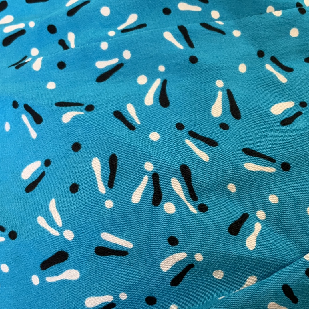 Silk Studio Exclamation Print Teal Dress Size 6