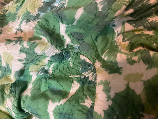 Greens on white Floral Watercolor Embroidered Midi Skirt 2XL
