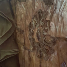 Load image into Gallery viewer, Dress U by Sharon 90’s Y2K Tie Die Browns Ruffle Crinkle Broomstick button up Blouse Ribbon Embroidered