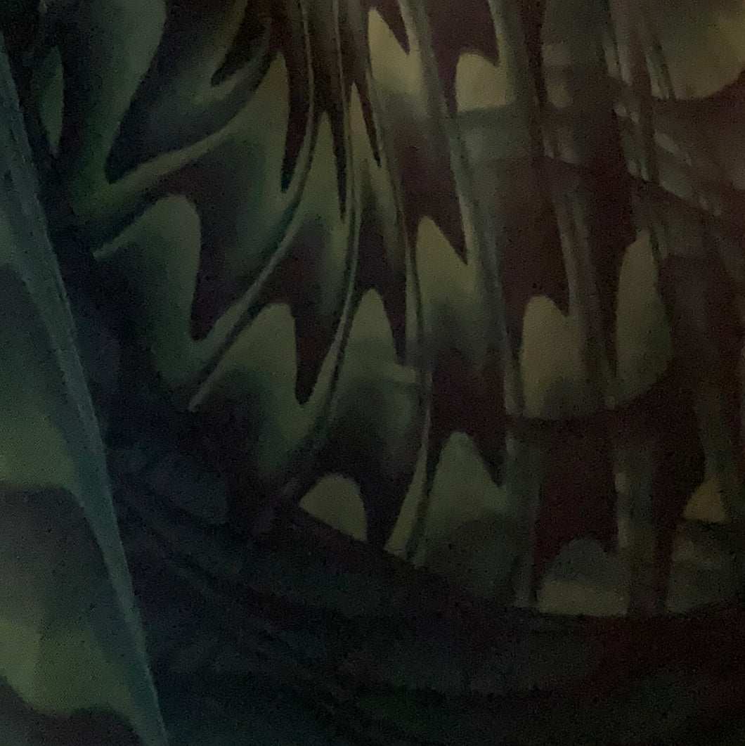 Bias Cut Lettuce Edge Asymmetrical Midi  Sleeveless Watercolor Marbleized Blues and Teals Dress Size 10