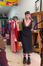 Load image into Gallery viewer, Blind Date Bias Cut Vintage Sleeveless Black Beaded Dress