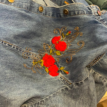 Load image into Gallery viewer, Studio Ease Size Short Sleeve Rose Embroidered Denim Button Up Shirt 14