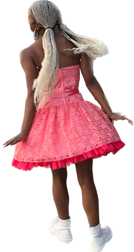 Tea Party Peach Lace Mini Dress by Jessica McClintock