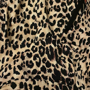 Stretch Cotton Poplin Cheetah Animal Print Body Con Wiggle Dress with Elastic Spaghetti Bra Straps