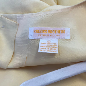 Brooks Brothers Springtime Yellow Butter Linen Sleeveless Maxi Button Back Dress