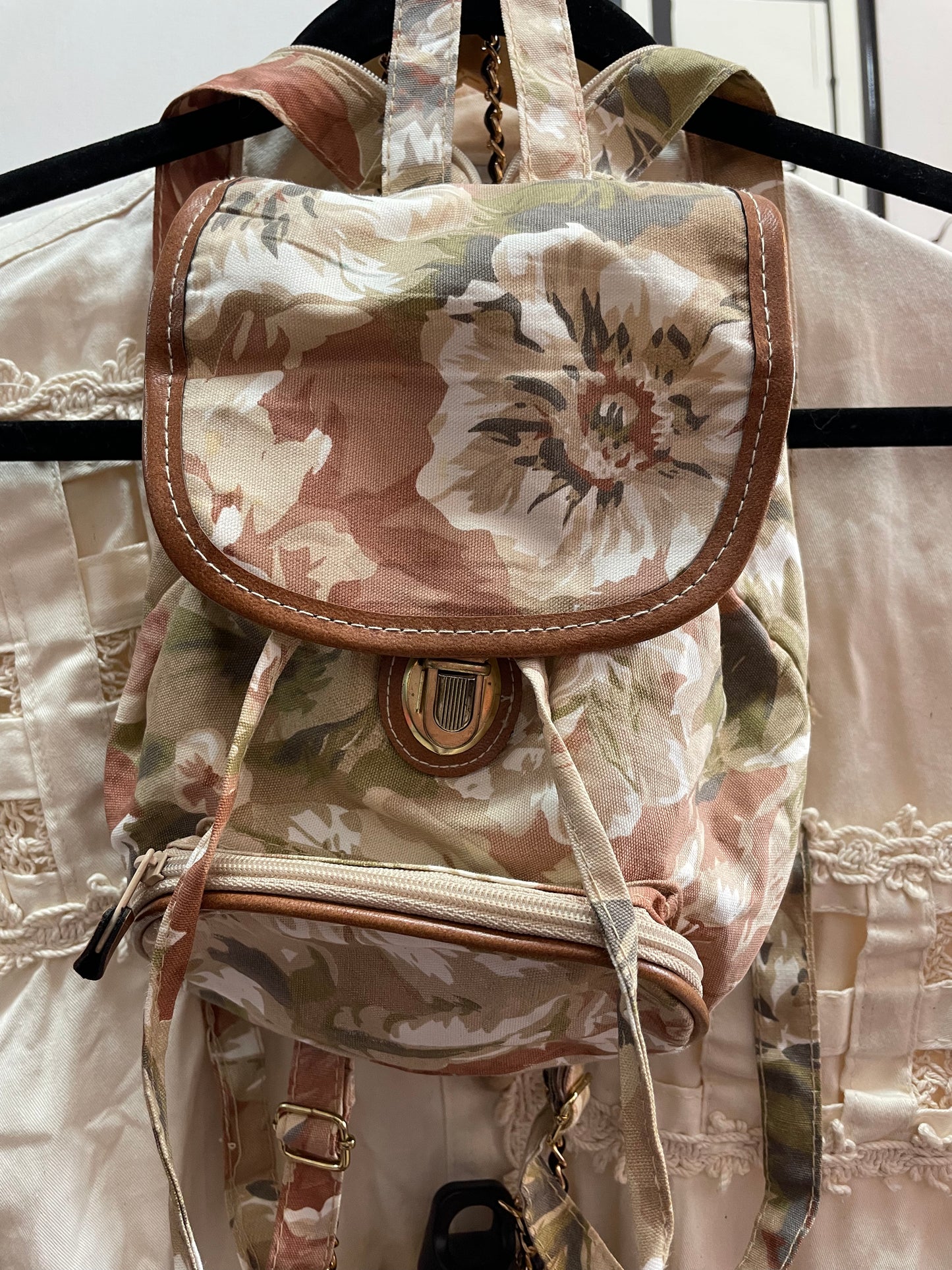 Neutral Floral Mini Backpack