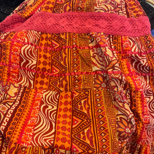 90’s Y2K She’s Cool Cotton Smocked Strapless Midi Dress Crochet Lace and Ribbon Trim Size Large