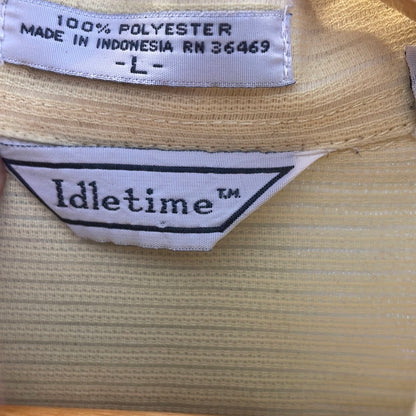 Vintage 1960 Idle Time Men's Sheer Pale Yellow Atomic Mod Shirt Dual Pockets L