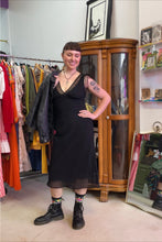 Load image into Gallery viewer, Blind Date Bias Cut Vintage Sleeveless Black Beaded Dress