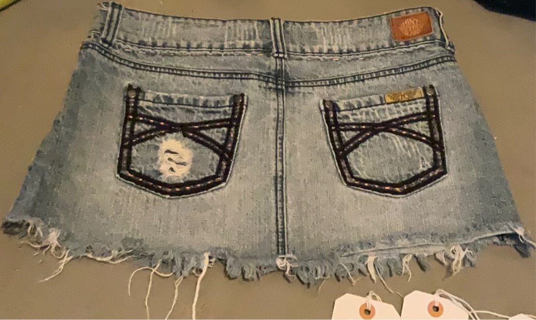 Hint Jeans Paris Hilton Style Low Rise Micro Mini Skirt Size 7