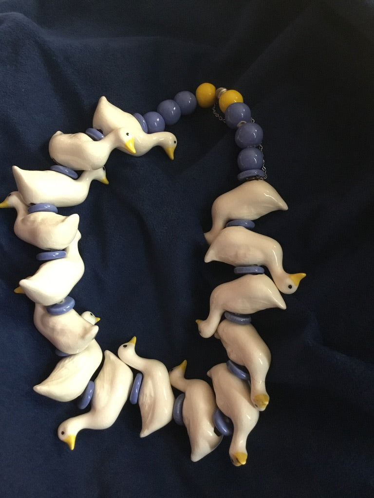 Parrot Pearls Ceramic Goose Necklace
