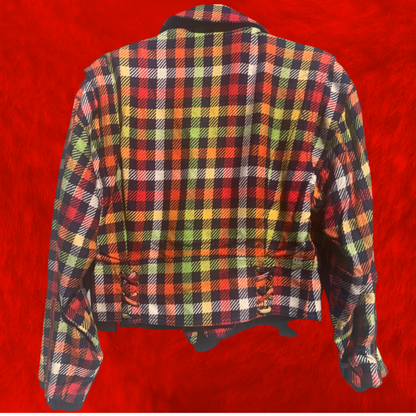 Clueless Plaid Neon Ungaro Moto Jacket