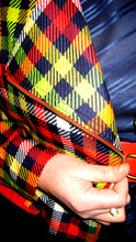Load image into Gallery viewer, Clueless Plaid Neon Ungaro Moto Jacket