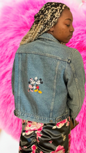 Load image into Gallery viewer, Mickey n Minnie Embroidered Crop Denim