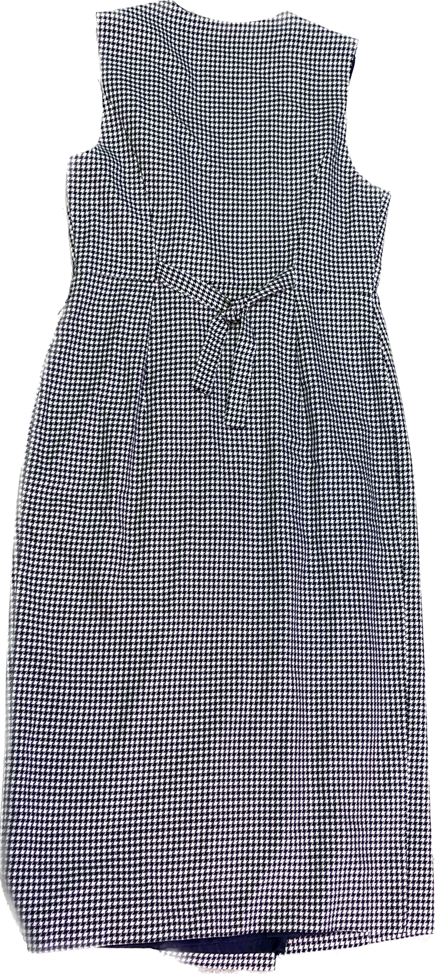 Navy and White Houndstooth Double Breasted Midi Vest Dress