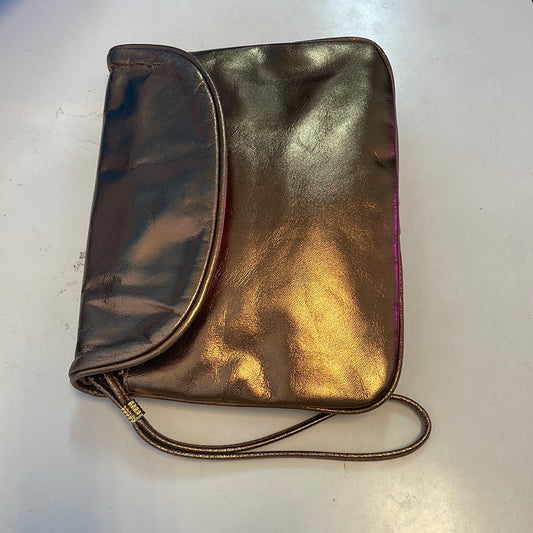 Bronze Leather 80's Convertible Wristlet Clutch