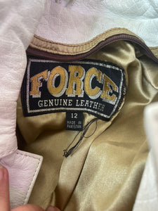 Vintage White Fringe “Force” Brand Leather Fringe Jacket